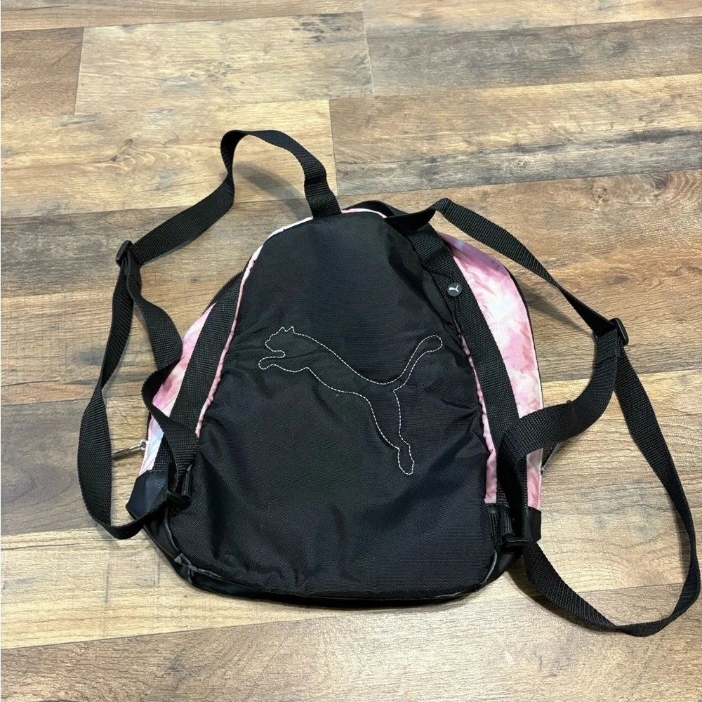 PUMA Pink Tie-Dye Mini Backpack | Adjustable Straps | Front Zip Pocket